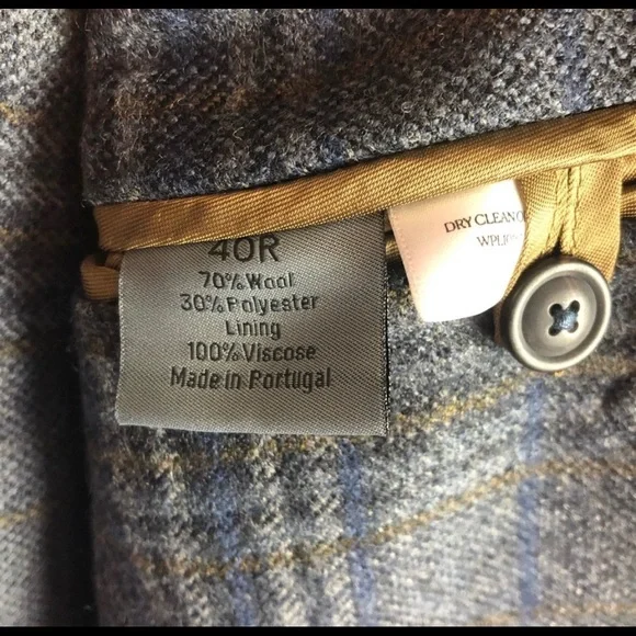 NEW Dylan Gray 40R Blue Plaid Wool Blend Blazer
